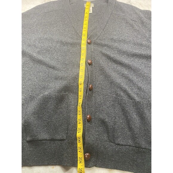 Vintage LL Bean Cardigan Sweater Men’s L Lambswool Braided Leather Buttons - Picture 9 of 11